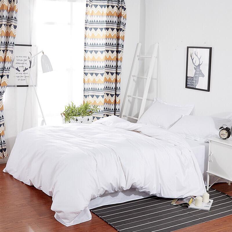 Bộ Chăn Ga Gối Cotton Poly Trắng Chăn Chần Bông