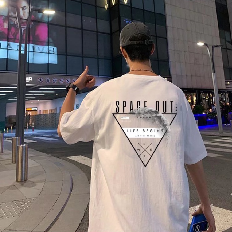 Áo Thun Tay Ngắn Cổ Tròn In Chữ Size M-5XL Thời Trang Hàn Quốc Cho Nam