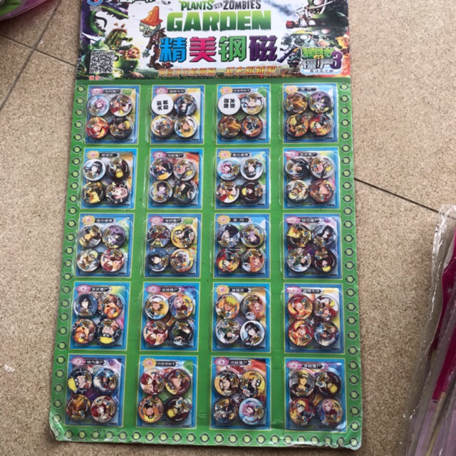Vỉ 80 viên nam châm bẹt to hình naruto