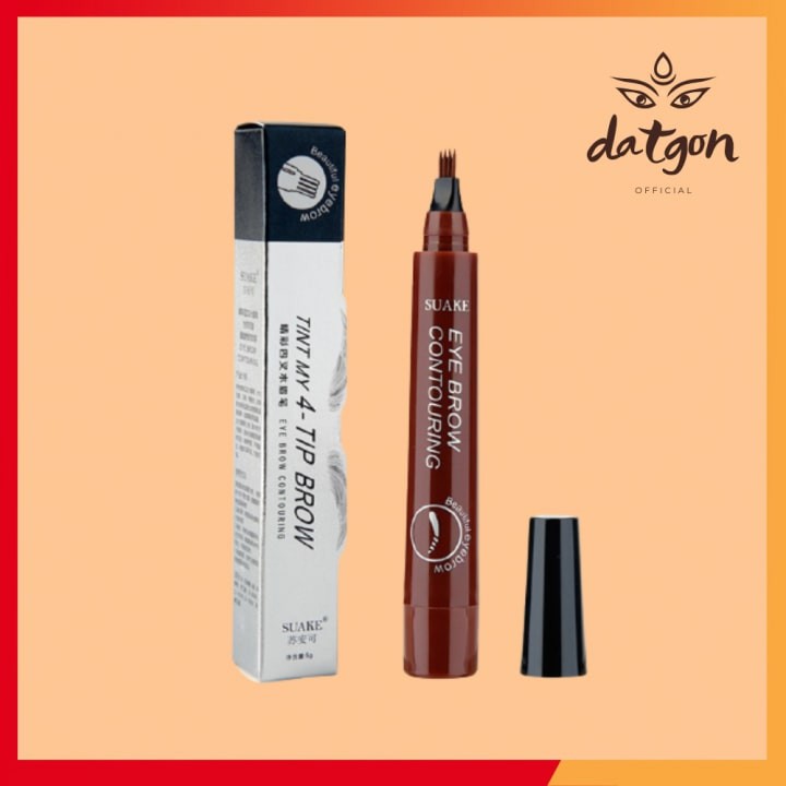 Chì Kẻ Lông Mày 4D Dạng Phẩy Sợi Có 4 Ngạnh Không Thấm Nước, Bút Kẻ Mày Nội Địa Lên Màu Siêu Hợp Da Cực Xinh
