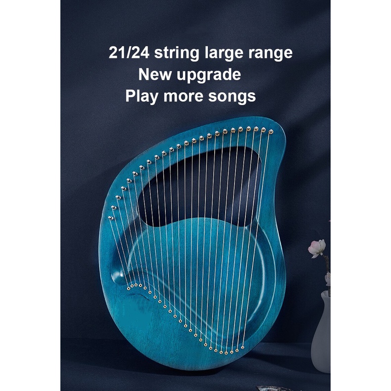[Lyre 24 dây] Đàn Lyre 24 dây Lyre Harp Molin-MM103 Biển Xanh tặng cây chỉnh dây, phím gãy đàn, khăn lau, HDSD