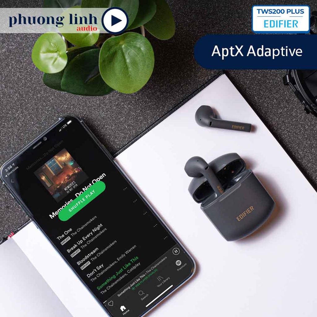 Tai nghe bluetooth 5.2 Edifier TWS200 Plus - Giải mã âm thanh aptX Pin 24 giờ Khử ồn đàm thoại - Chính hãng