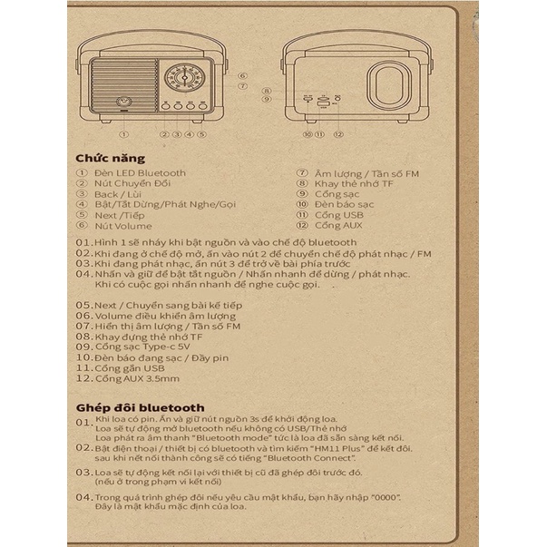 Loa Bluetooth mini vintage phong cách Retro