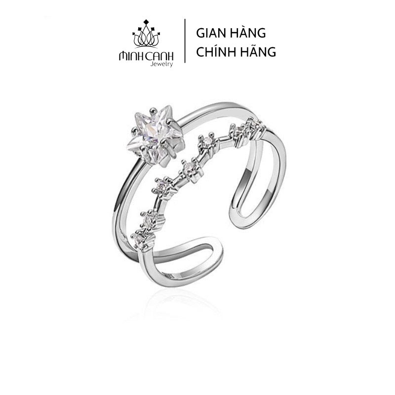 Nhẫn Bạc Nữ Kép Hoạ Tiết Ngôi Sao Freesize - Minh Canh Jewelry