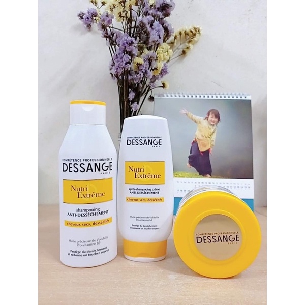 Set dầu gội xả DESSANGE Pháp mềm mại cho tóc khô, hư tổn 200ml x 2m