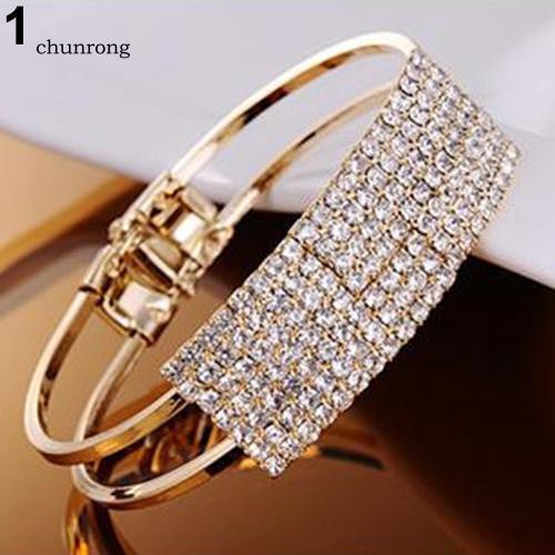 CHU_New Fashion Elegant Women Bangle Wristband Bracelet Crystal Cuff Bling Lady Gift