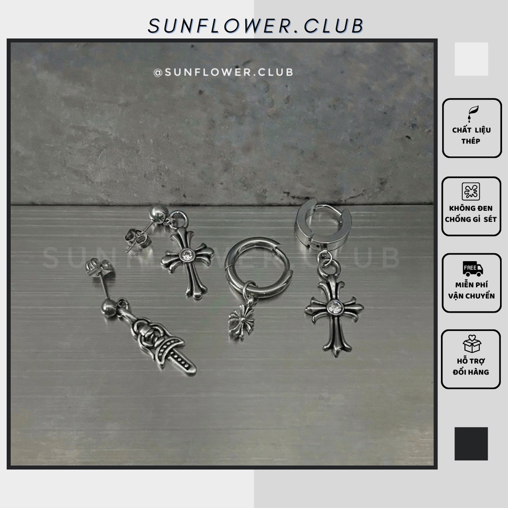 Bông tai tròn hoa tai unisex thép không gỉ