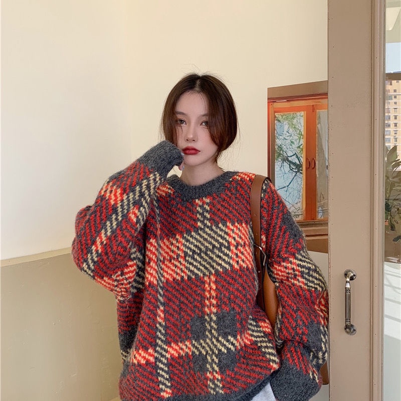 Áo Sweater Dáng Rộng Màu Sắc Trẻ Trung Dễ Phối Đồ
