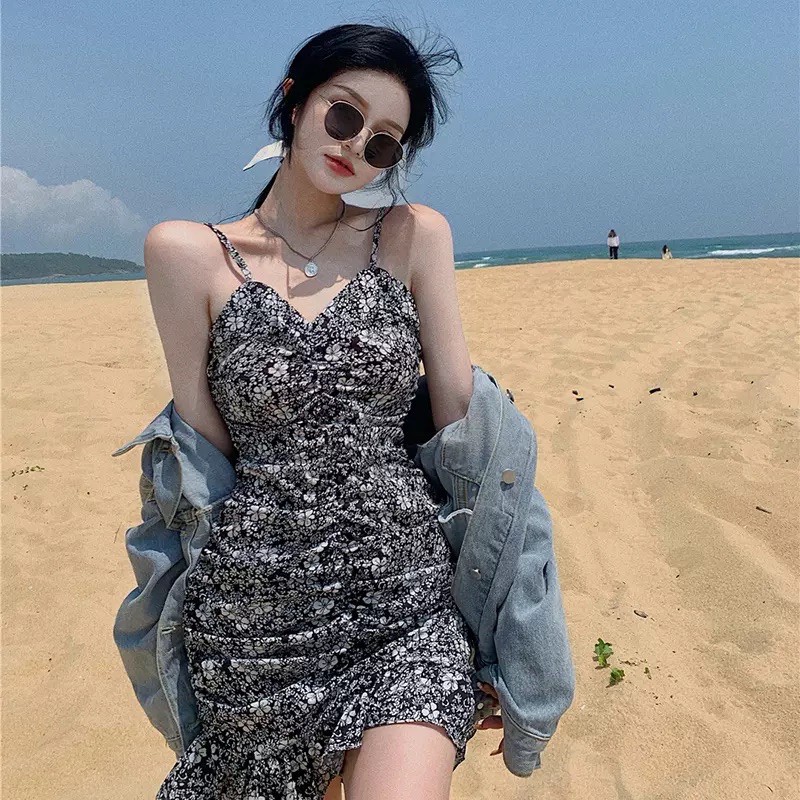 [NEW] Váy 2 dây hoa nhí nhúm eo siêu xinh sẵn hàng