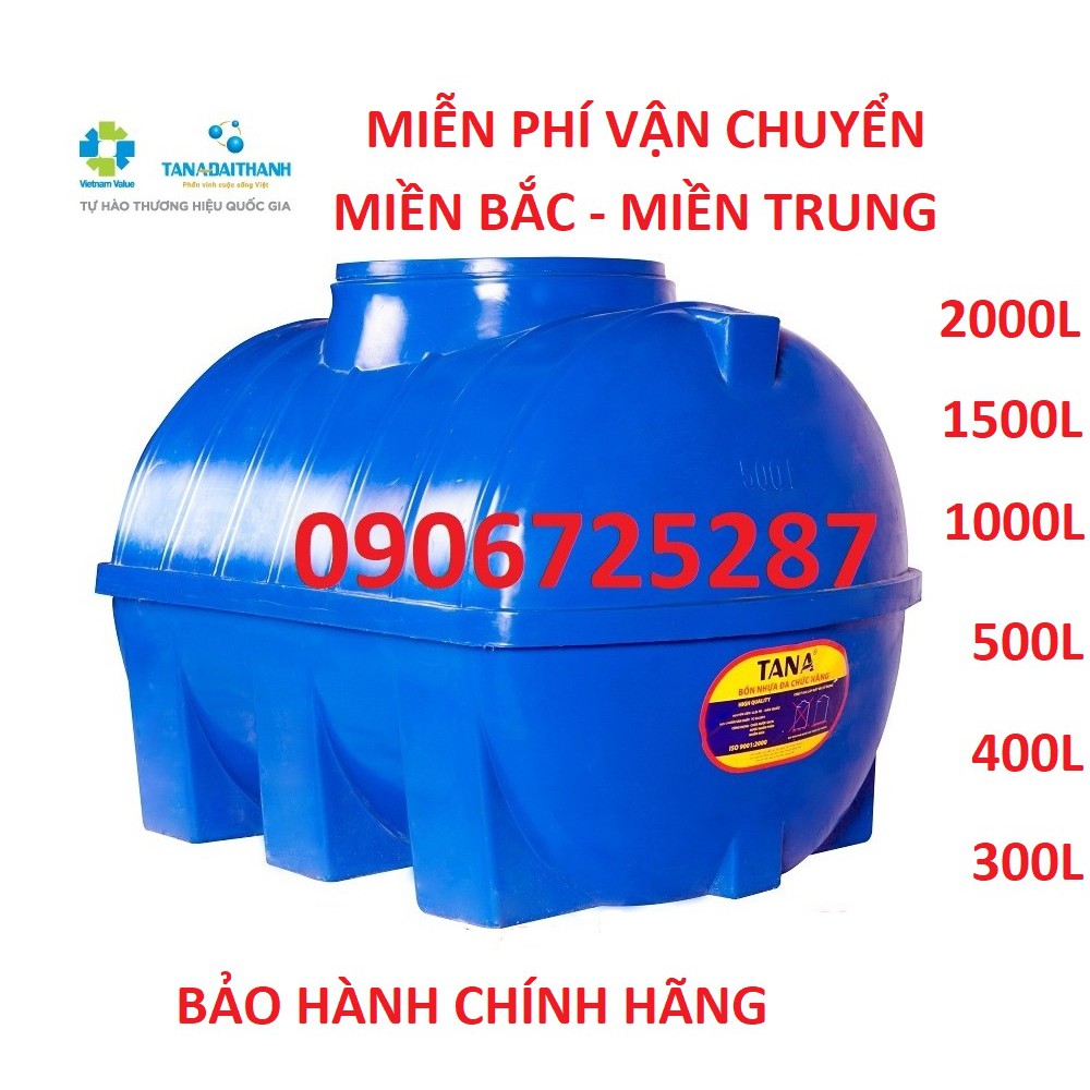 Bồn nước nhựa nằm Tân Á EX, bảo hành 5 năm