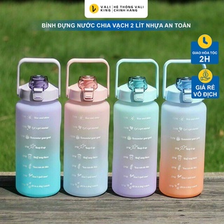 Bình Đựng Nước Nhựa An Toàn 2L Dễ Thương Có Vạch Báo Giờ Uống Nước - Valiking