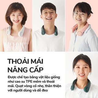 Quạt mini đeo cổ không cánh - Biên độ thổi rộng 360 độ, quạt tính điện kết cấu dẫn gió dốc nghiêng tạo cảm giác mát mẻ