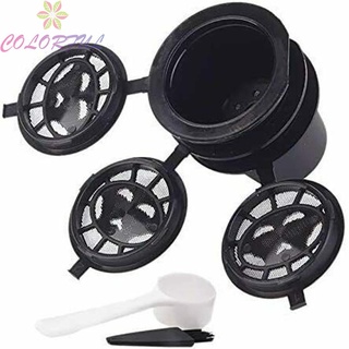 【COLORFUL】Coffee Capsule Cup Filter Pod Refillable Reusable With Spoon And Brush 28*36mm