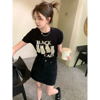 Áo Thun Dệt Kim In Họa Tiết anime Đơn Giản Thời Trang Hàn Quốc