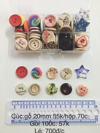 Hộp cúc gỗ size 20mm