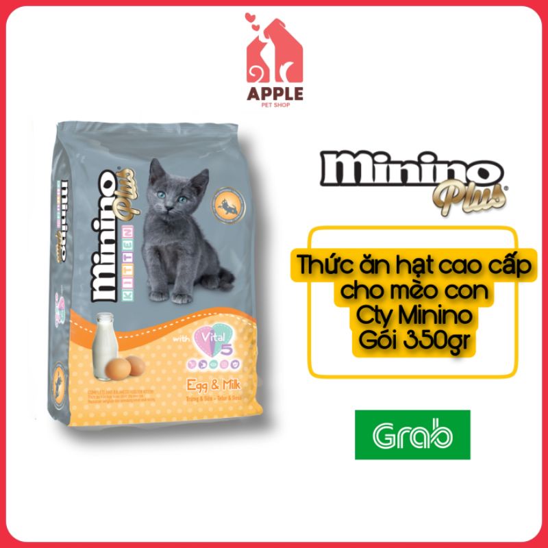 [MININO PLUS KITTEN] [350GR] Thức ăn hạt cao cấp Minino Plus dành cho mèo con - Vị trứng &amp; sữa