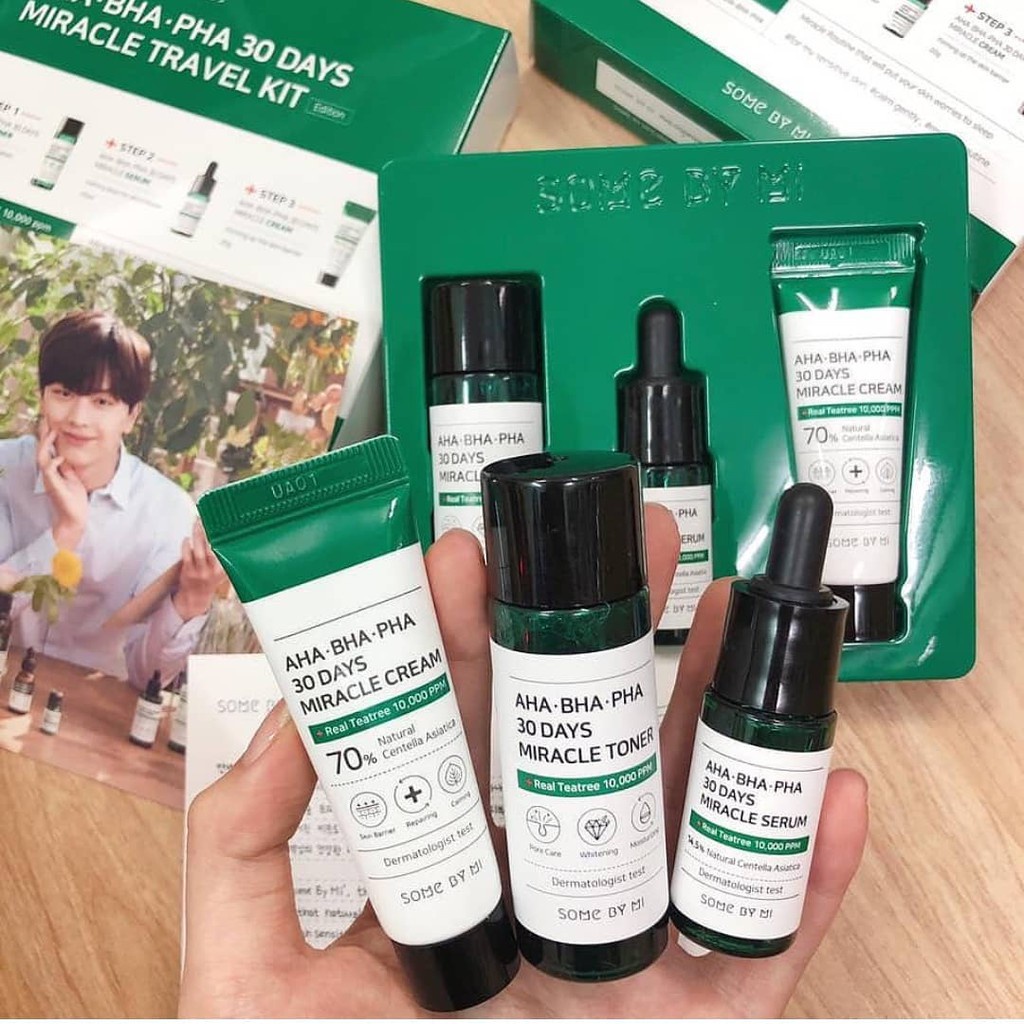 Bộ Kit 3 Sản Phẩm Dưỡng Da Giảm Mụn Some By Mi AHA-BHA-PHA 30 Days Miracle Travel Kit