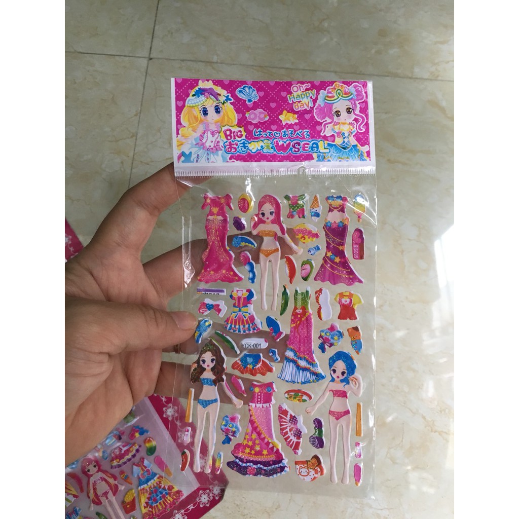 Bán buôn Vỉ 20 Tờ dán thay quần áo có nhũ lấp lánh cực đẹp