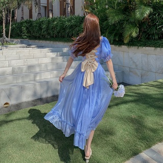 Đầm công chúa hai dây tay ngắn phong cách Pháp
