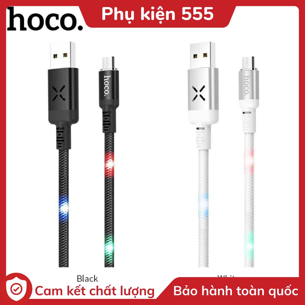 Cáp Sạc Phát Sáng Hoco U63 Lightning, Micro, Type C - Cáp Sạc Led Phát Sáng Khi Sạc