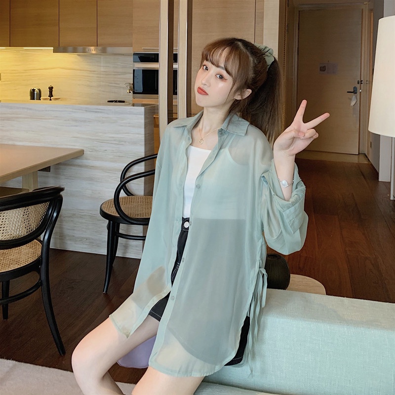 Áo khoác nữ sơ mi mỏng phong cách Ulzzang hàng nhập quảng châu