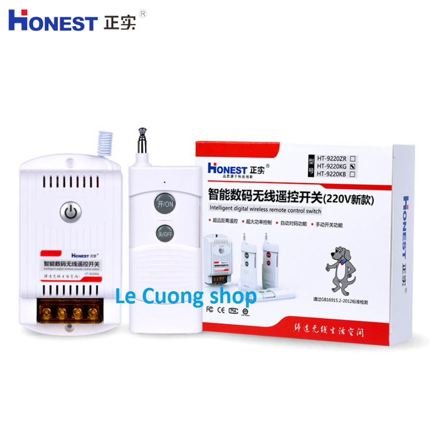 Công Tắc Điều Khiển Từ Xa Honest HT-9220KG-1Km - 40A/220V (có học lệnh) dùng cho máy bơm ,thiết bị điện...