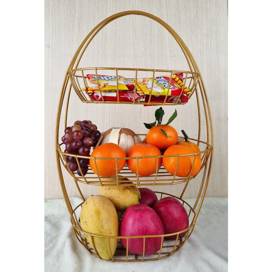 Giỏ đựng bánh kẹo hoa quả 3 tầng trang trí bàn ăn nhà bếp- Khay đựng hoa quả decor bàn trà nhà hàng khách sạn