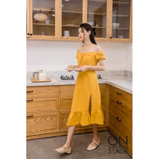 Váy xẻ tà cổ thắt nơ -  Ribbon dress