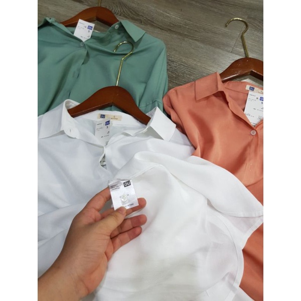 Áo sơ mi nữ dài tay đẹp GU lụa
