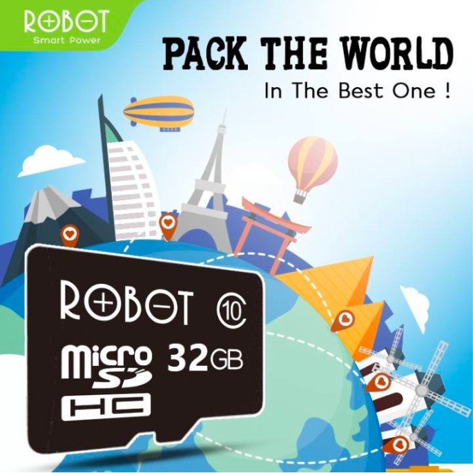 Thẻ Nhớ MicroSDHC ROBOT TF 64GB Tốc độ xử lý cao - Bảo hành trọn đời - Hàng Chính Hãng