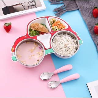 Bát Ăn Bằng Thép Không Gỉ 304 Họa Tiết Xe Hơi Hoạt Hình Cho Trẻ Em