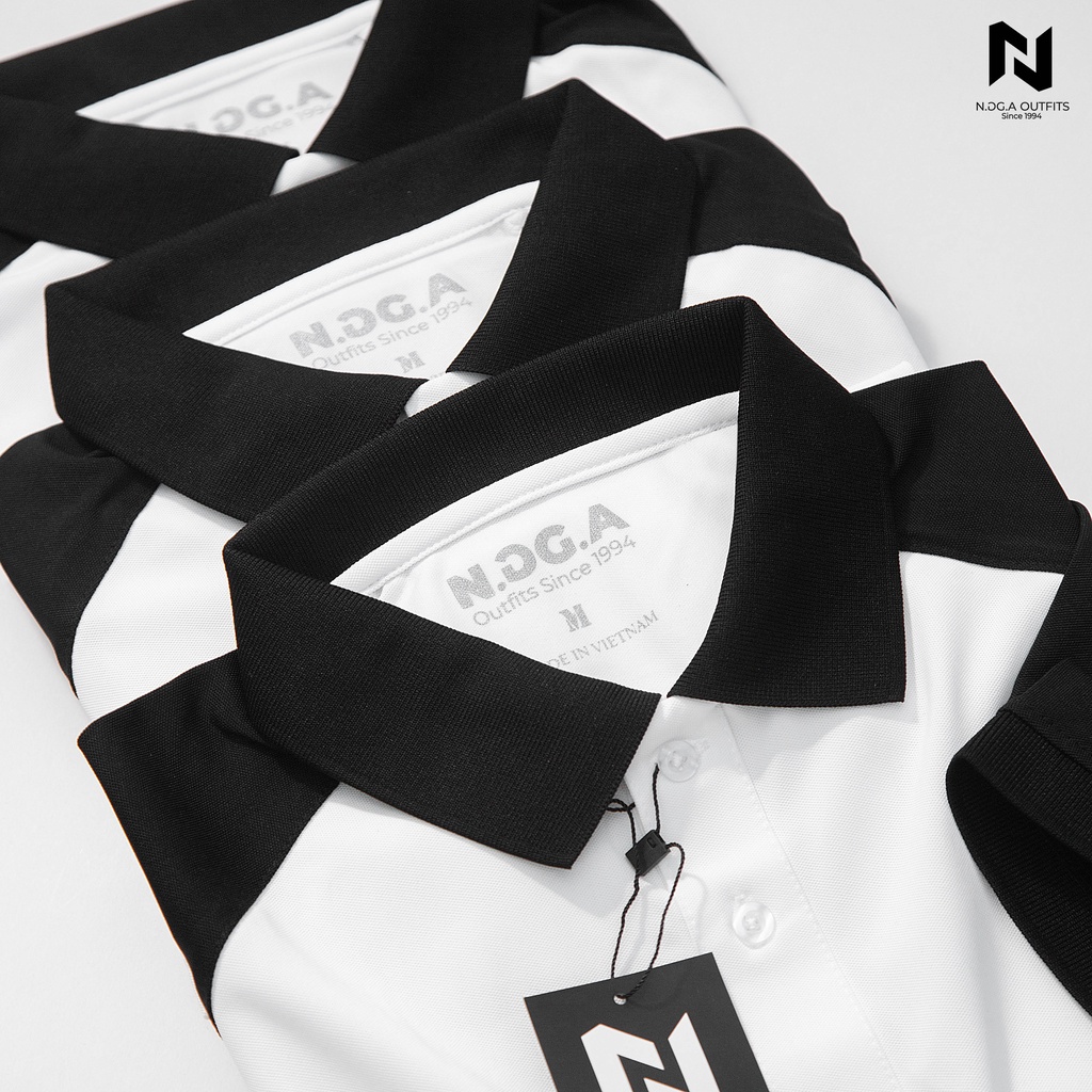 Áo Polo Nam N.GG.A phối màu trắng đen kiểu dáng lịch sự chất cotton 100% siêu thoáng mát - Đủ size