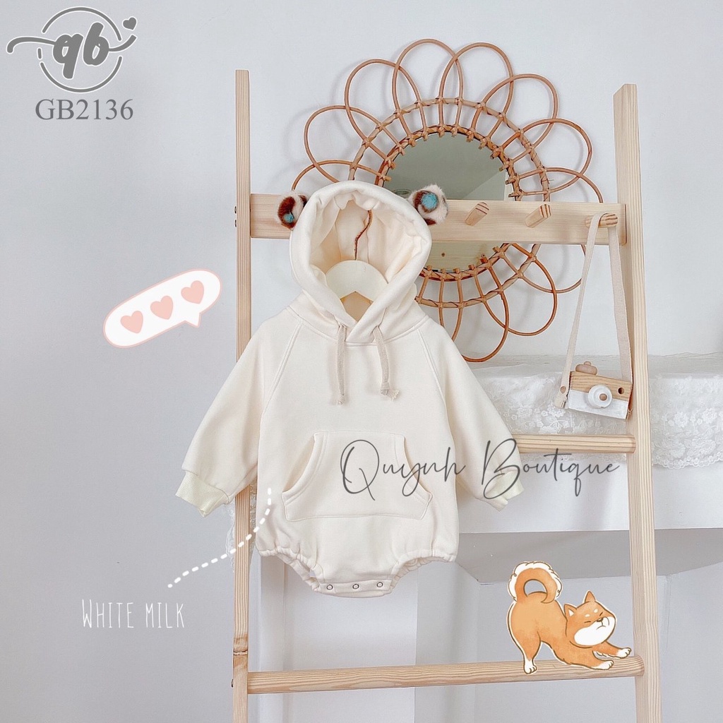 Body trẻ em Quỳnh Boutique Mẫu body hoodie gấu cho bé yêu