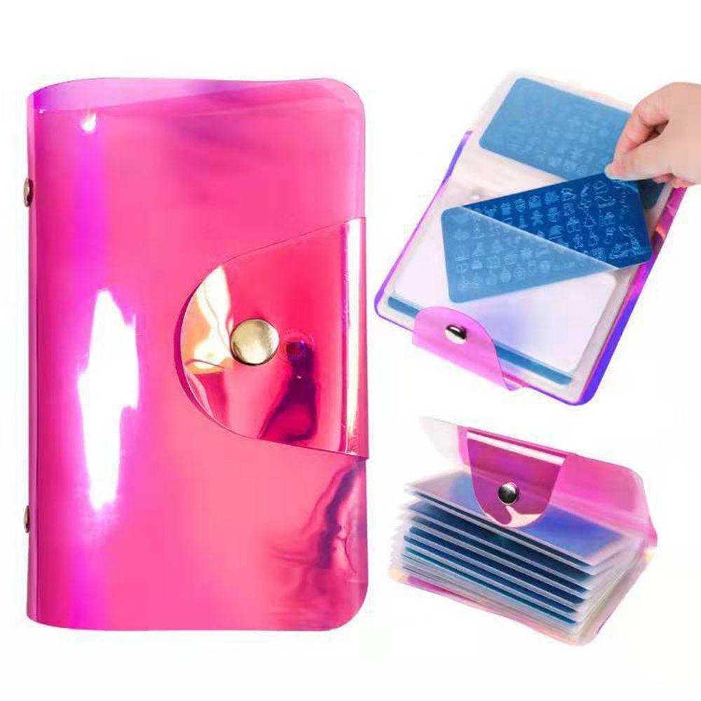 Nedfs nail art stamp card bag portable female empty manicure tool tool steel plate storage bag túi dập móng tay