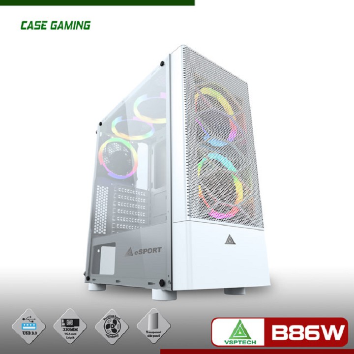 Vỏ Nguồn Máy Tính Case VSP Gaming B86 white (Trắng)