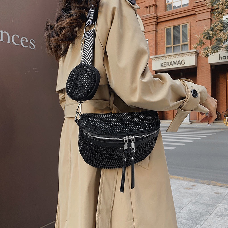 Túi Đeo Chéo Vai Đính Đá Lấp Lánh Thời Trang Hàn Quốc Chất Lượng Cao