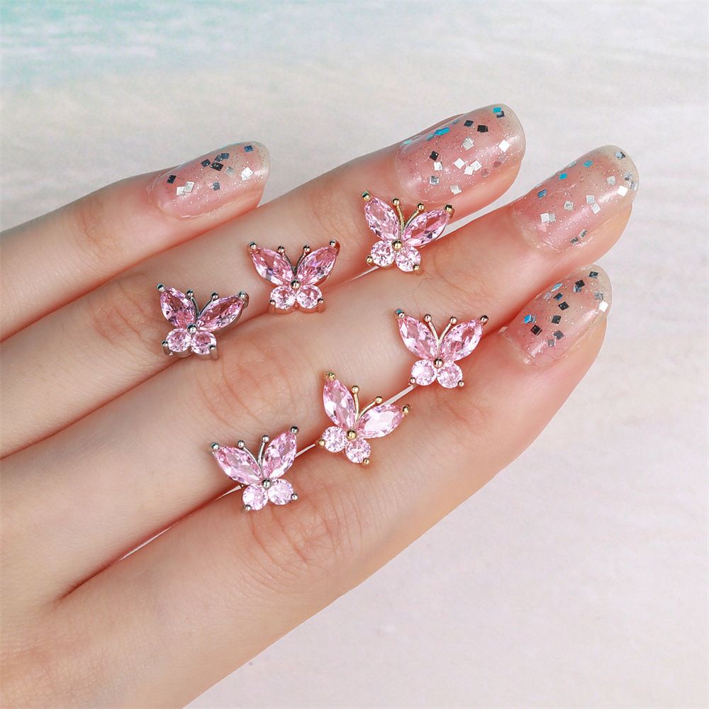 Khuyên tai đinh tán mini bằng đồng hình bướm dễ thương phong cách Hàn Quốc dành cho nữ