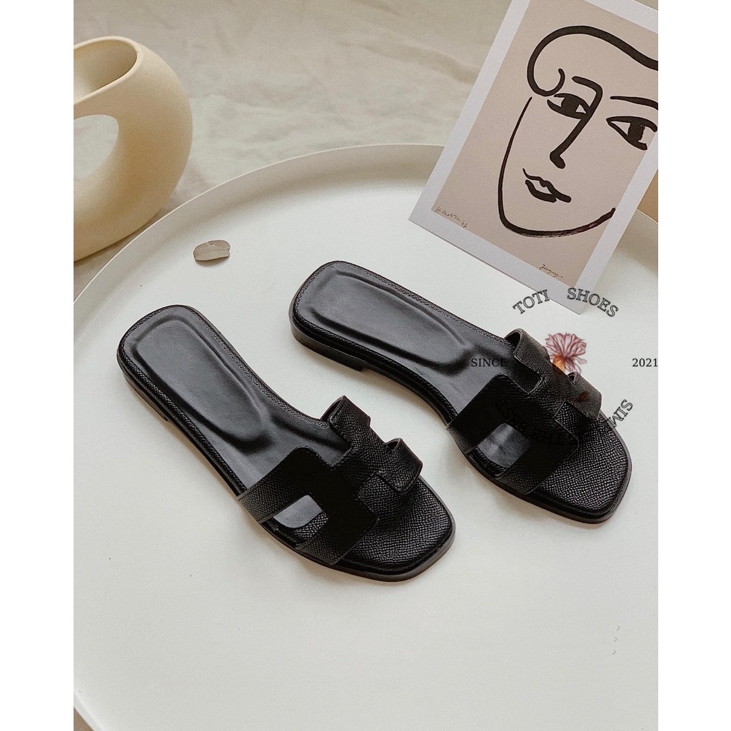 DÉP NỮ TOTIIE SHOES - DÉP THỜI TRANG QUAI NGANG DA XỊN CAO CẤP CHỮ H ĐẾ BỆT D1906600