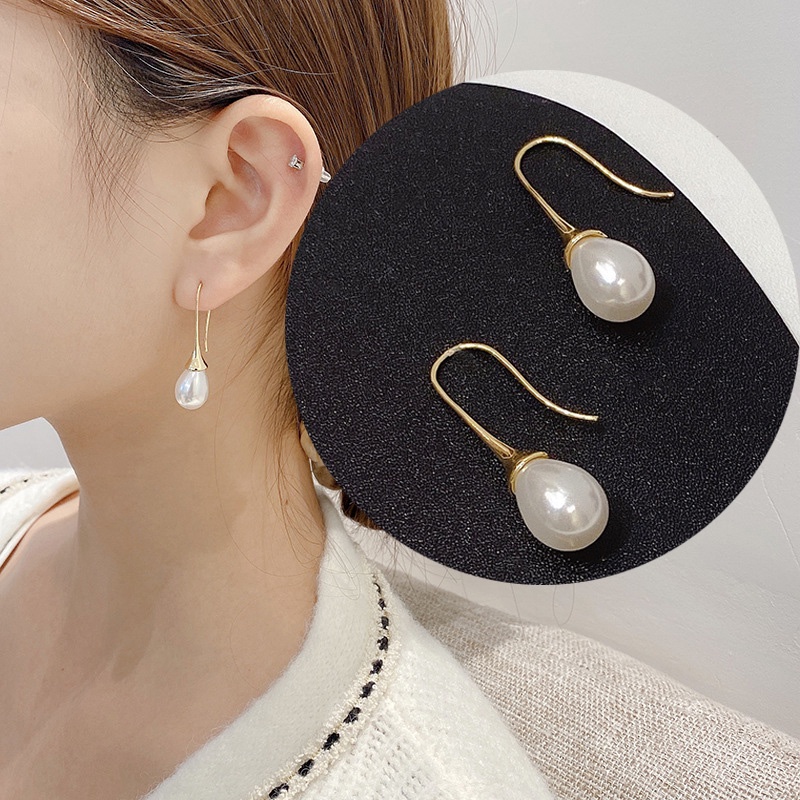 Bông Tai Bạc 925 Hình Giọt Nước Đính Ngọc Trai Phong Cách Hàn Quốc Thời Trang Cho Nữ