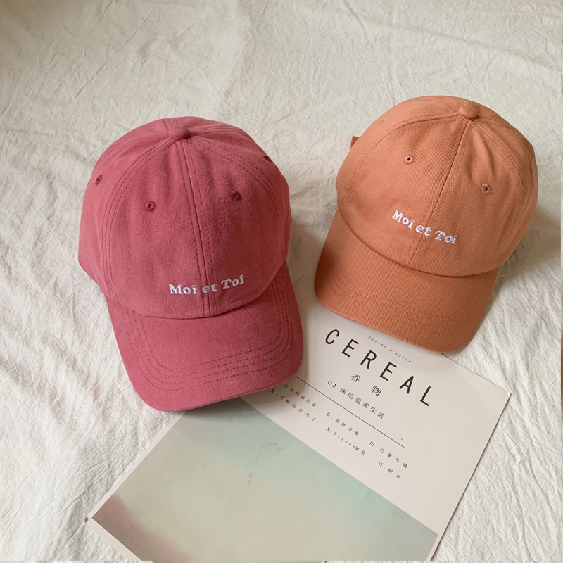 Mũ Lưỡi Trai Thêu Chữ Màu Hồng Phong Cách Hàn Quốc Thời Trang Cho Nữ