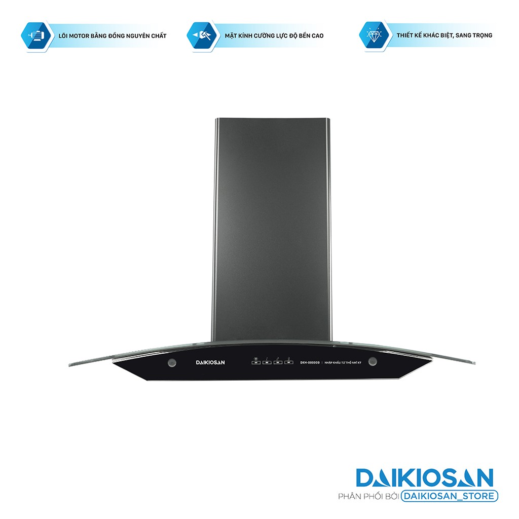 Máy hút mùi nhà bếp Daikiosan DKH-000009 - Lưu lượng hút: 650m3/h,nhập khẩu Thổ Nhĩ Kỳ,thiết kế hiện đại,vận hành êm ái