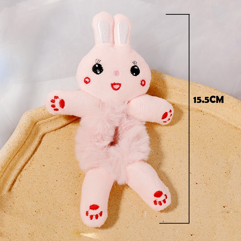 Dây buộc tóc cao su co giãn hình thỏ hoạt hình nhồi bông cho nữ