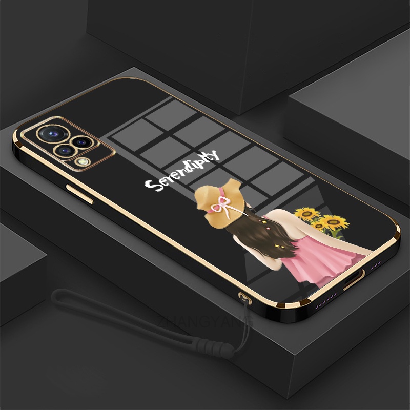 ốp lưng vivo v21 4g v21 5g Ốp Điện Thoại TPU Silicon Viền Mạ Màu Hình Cô Gái Xinh Đẹp Cho vivo v21 4g v21 5g