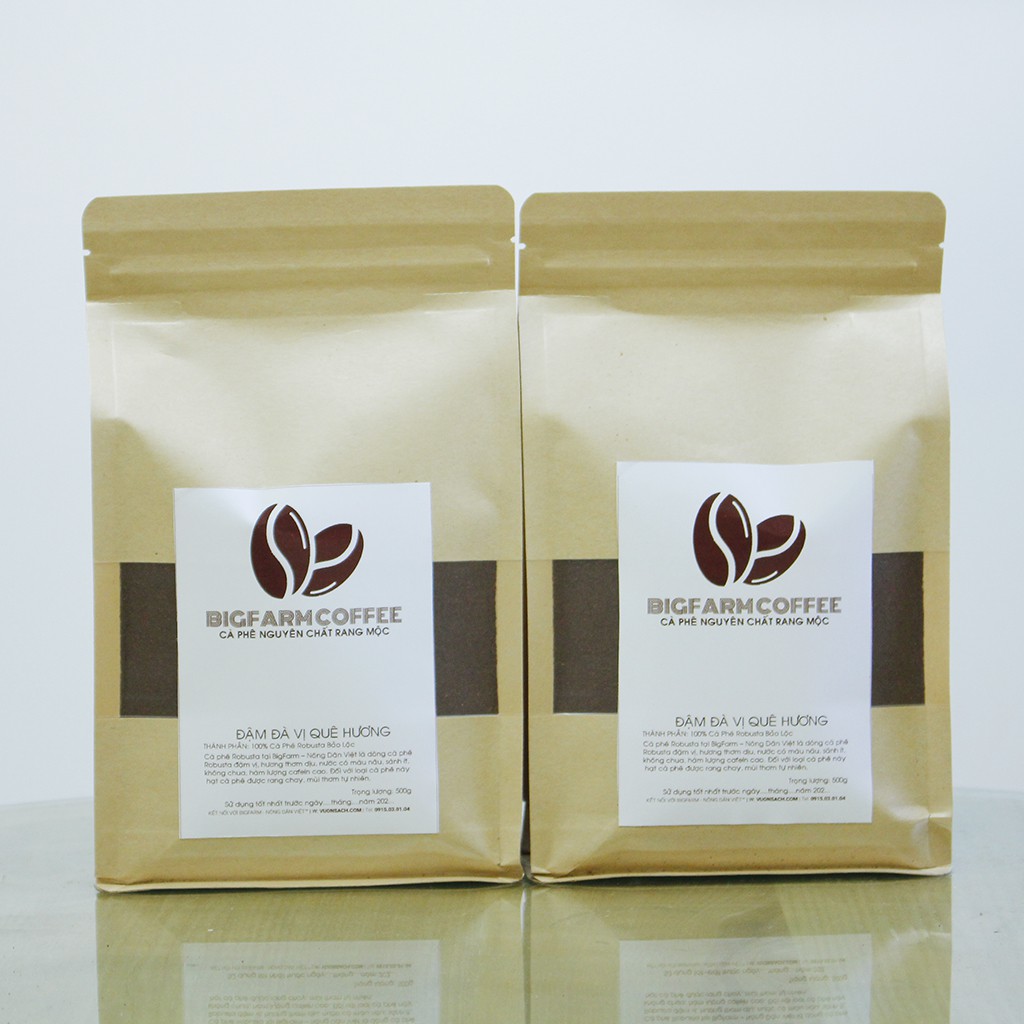 Cà phê robusta mộc BigFarm Coffee rang xay nguyên chất 100% giống ngon nhất , rang vừa, Dạng bột dùng pha phin 1 Kg