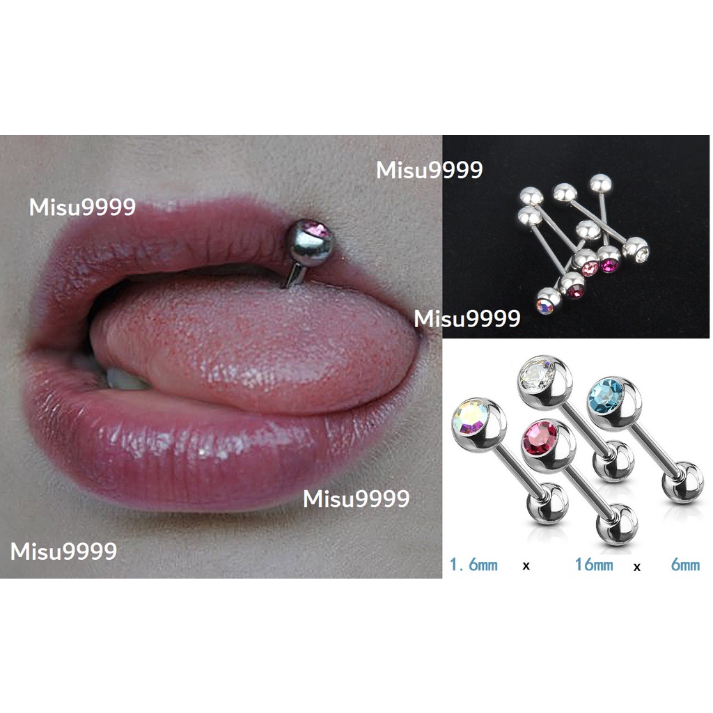 KHuyên lưỡi titan đính kim nhiều màu