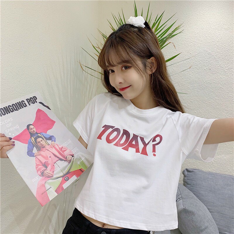 Áo Croptop nữ form rộng kiểu Hàn Quốc TODAY Freesize dưới 55kg Molly Fashion