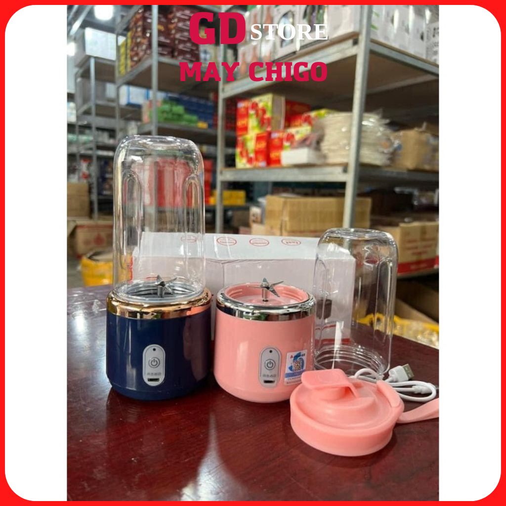 Máy xay sinh tố mini SKG, máy xay sinh tố cầm tay mini 300ml sạc pin công xuất 35W màu hồng xanh