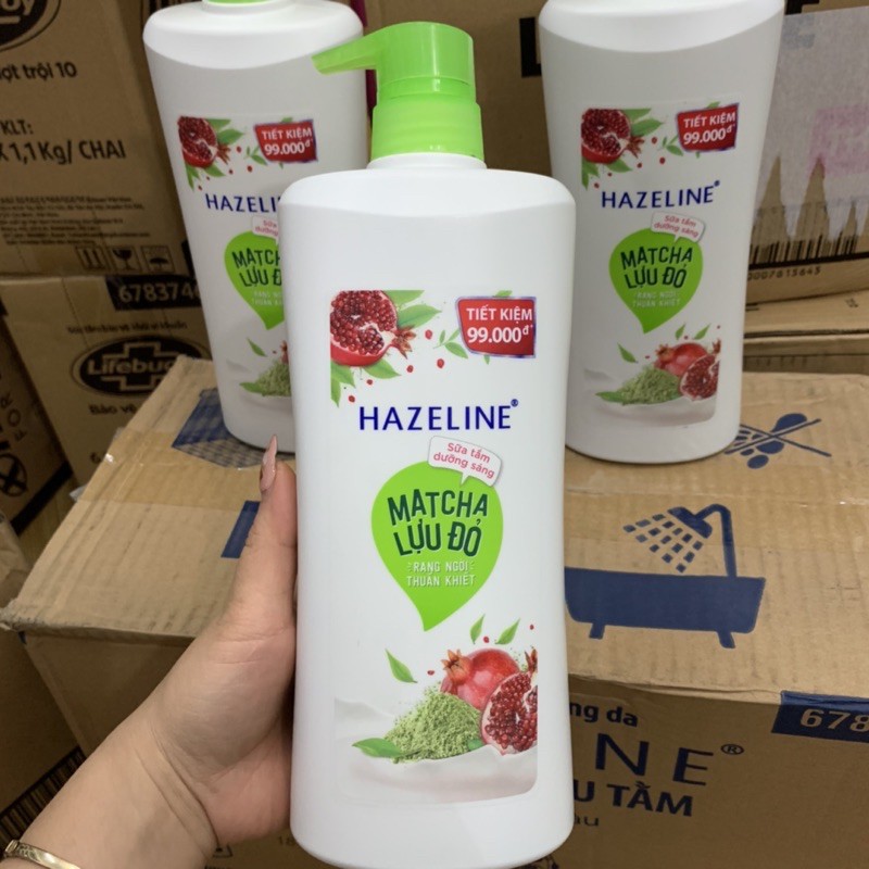 Sữa Tắm Hazeline 900g MATCHA LỰU ĐỎ ( mầu xanh )
