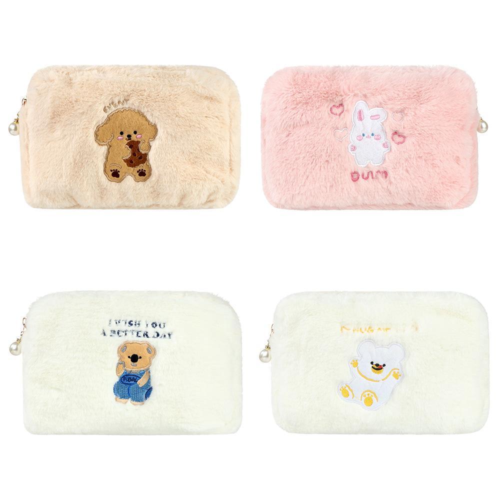 MOILYVN Túi Đựng Mỹ Phẩm Cầm Tay Hình Gấu Hoạt Hình Nhồi Bông Xinh Xắn