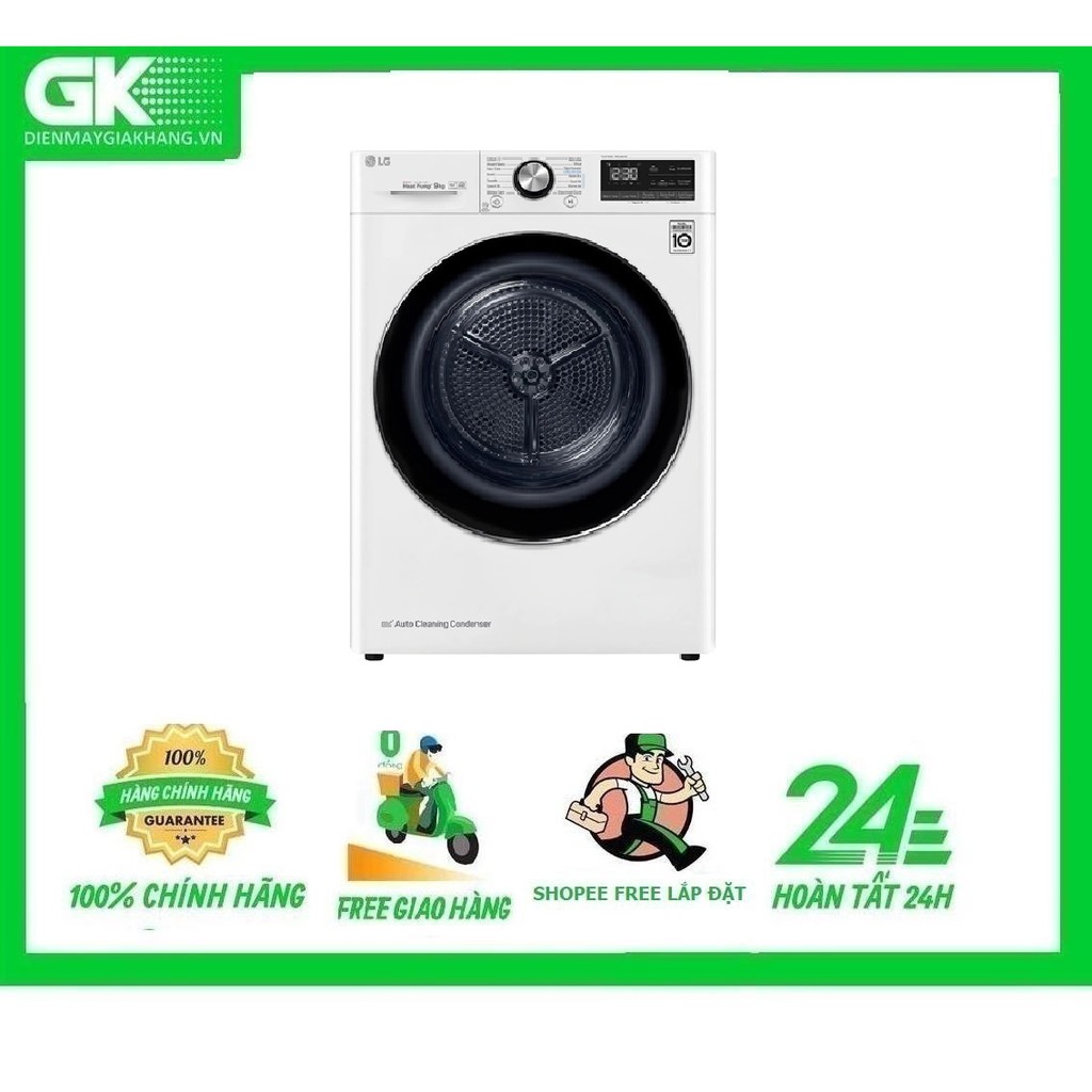 DVHP09W-MIỄN PHÍ CÔNG LẮP ĐẶT-Máy sấy LG 9 Kg DVHP09W